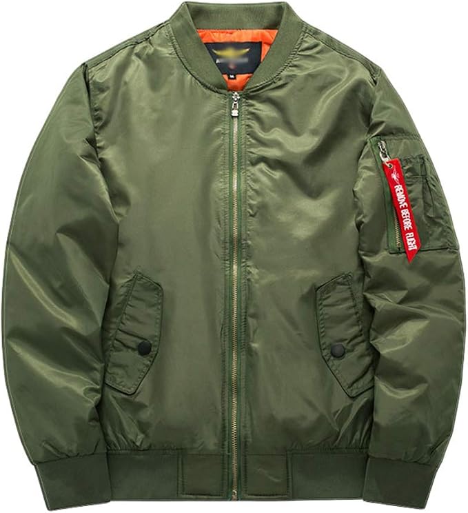 Bomber imbottito da uomo in verde militare – con zip e tasche laterali