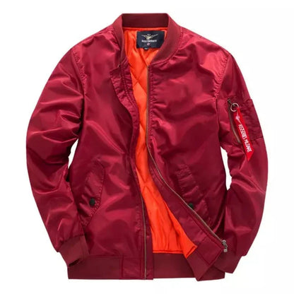 Bomber imbottito da uomo in rosso – con zip e tasche laterali