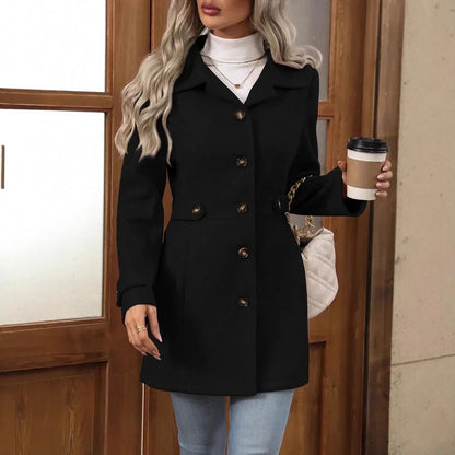 Cappotto autunnale da donna con cintura e revers – foto 6