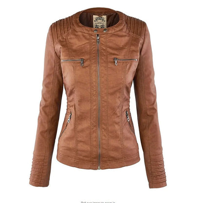 Giacca in similpelle da donna con cappuccio removibile – foto 8