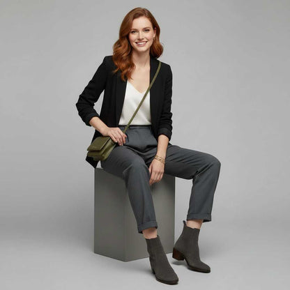 Pantaloni eleganti da donna a vita alta con pinces – foto 2