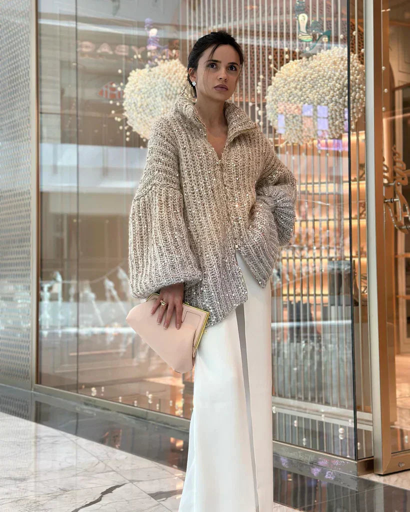 Zybel - Elegante Cardigan di Seta Scintillante