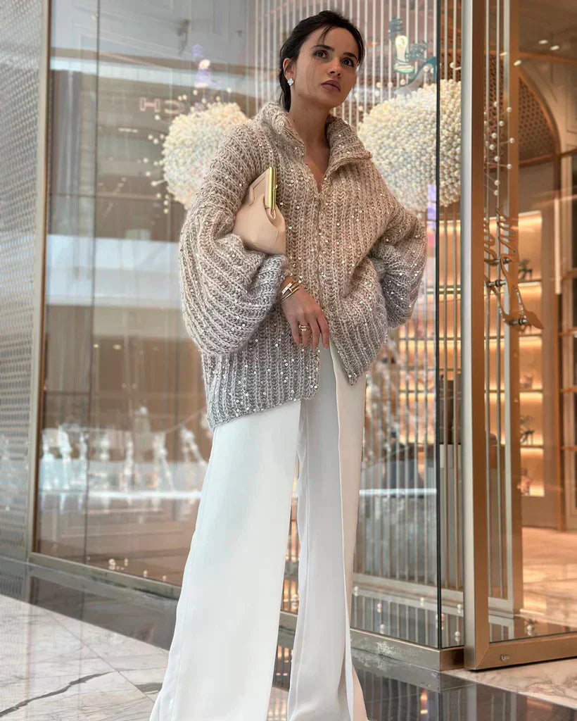 Zybel - Elegante Cardigan di Seta Scintillante