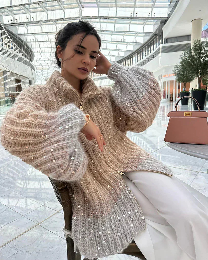 Zybel - Elegante Cardigan di Seta Scintillante