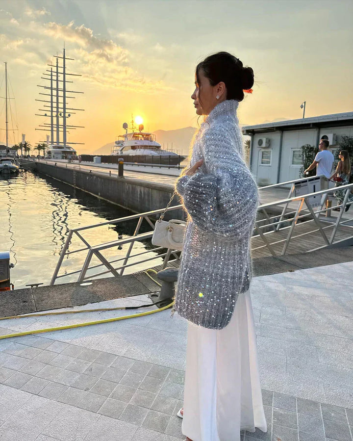 Zybel - Elegante Cardigan di Seta Scintillante